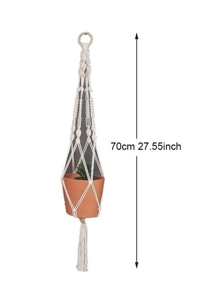 Suport pentru plante Boho macrame colorat, țesut manual, 100% bumbac, cuier pentru ghiveci, coș suspendat pentru plante de interior Bonsai Decor