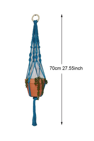 Suport pentru plante Boho macrame colorat, țesut manual, 100% bumbac, cuier pentru ghiveci, coș suspendat pentru plante de interior Bonsai Decor