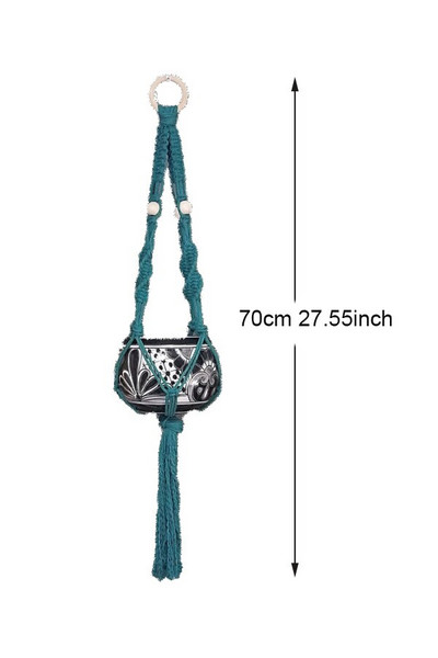 Suport pentru plante Boho macrame colorat, țesut manual, 100% bumbac, cuier pentru ghiveci, coș suspendat pentru plante de interior Bonsai Decor