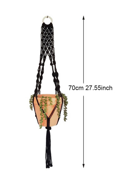 Suport pentru plante Boho macrame colorat, țesut manual, 100% bumbac, cuier pentru ghiveci, coș suspendat pentru plante de interior Bonsai Decor
