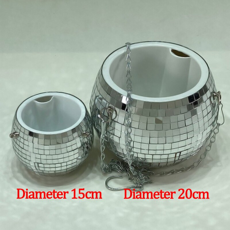 20 cm átmérőjű diszkógömb ültető edény Függő ültető horog Használatra kész Disco Ball dekor ültető edény beltéri kültéri virágcseréphez