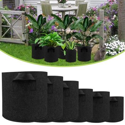 Non Woven Plant Pots Grow Bag Root Pouch Container Αναπνεύσιμο Τσάντα φυτικής καλλιέργειας με λαβές Προμήθειες κήπου Grows Culture D30