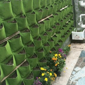Επιτοίχιες τσάντες φύτευσης Αναλώσιμα για το σπίτι με πολλές τσέπες Green Grow Bag Planter Vertical Growing Vegetable Living Garden Bag