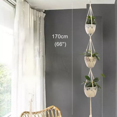 Legújabb Boho Makramé Növényakasztók Növénytartó Akasztó Növények Virágcserepek Ültetőgépek Kosarak Erkély Fal dekoráció