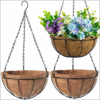 Μεταλλικό κρεμαστό καλάθι για φυτά Γλάστρες κήπου λουλουδιών 8/10 ιντσών στρογγυλή συρμάτινη βάση για φυτά Γλάστρες για διακόσμηση μπαλκονιού σπιτιού