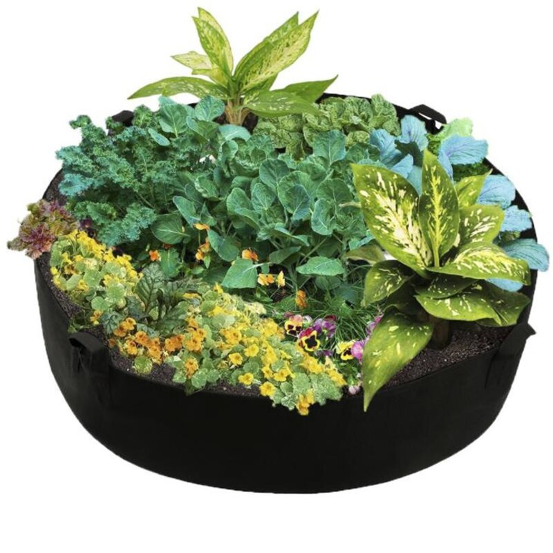 1 buc țesătură pat de grădină înălțat pat pătrat pentru flori de grădină, sac de cultivare a legumelor, ghiveci cu mânere pentru flori de plante