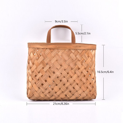 Coș țesut manual din răchită din bambus Vază ecologică pentru agățat pe perete Recipient de depozitare pentru ghivece de flori realizate manual Decorarea grădinii de acasă