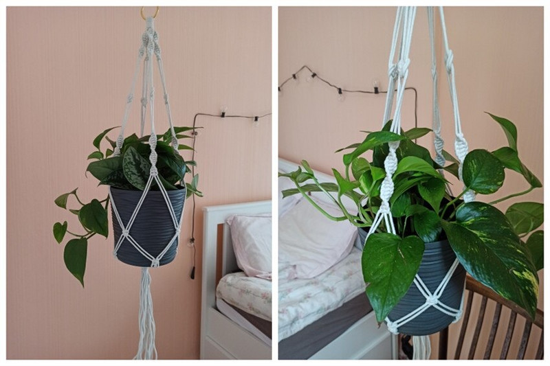 Coșuri agățate 100% handmade Suport pentru plante Macrame pentru plante agățate pentru ghiveci pentru flori pentru decorarea peretelui Jardinier agățat