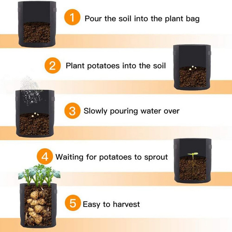5/7/10/15 галона Чанти за отглеждане на растения Нетъкан плат Градинска саксия за картофи Оранжерия Чанти за отглеждане на зеленчуци Овлажняващи вертикални инструменти
