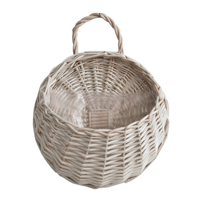 Coș de ratan cu montare pe perete, ghiveci de flori din răchită lucrat manual, coșuri de vază din rattan țesute, cachepot pentru grădină, balcon, decor acasă