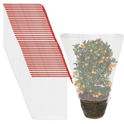 100db Gyümölcsvédő táskák Nejlon Grow hálózsákok húzózsinórral kertbe, hogy megvédjék a növényeket a rovarmadaraktól, mókusoktól