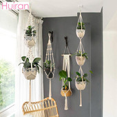 Vânzări fierbinți 100% lucrat manual pentru agățat pe perete din macrame Umeraș pentru plante din macrame Umeraș pentru flori/ghiveci pentru decorarea peretelui Coș suspendat pentru jardinieră