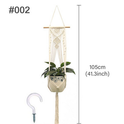 Vânzări fierbinți 100% lucrat manual pentru agățat pe perete din macrame Umeraș pentru plante din macrame Umeraș pentru flori/ghiveci pentru decorarea peretelui Coș suspendat pentru jardinieră