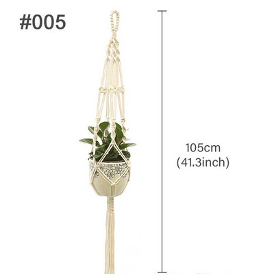 Vânzări fierbinți 100% lucrat manual pentru agățat pe perete din macrame Umeraș pentru plante din macrame Umeraș pentru flori/ghiveci pentru decorarea peretelui Coș suspendat pentru jardinieră