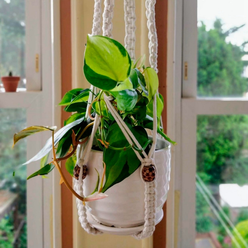 Vânzări fierbinți 100% lucrat manual pentru agățat pe perete din macrame Umeraș pentru plante din macrame Umeraș pentru flori/ghiveci pentru decorarea peretelui Coș suspendat pentru jardinieră
