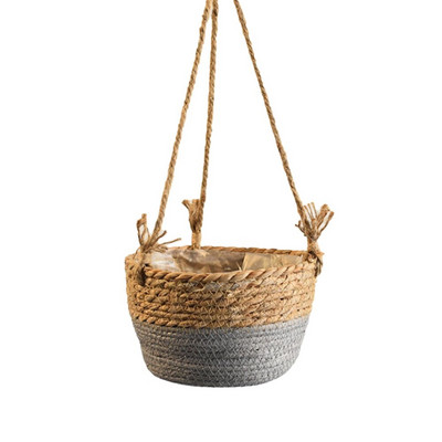Jardinieră agățată de grădină Coș de depozitare pentru plante Macrame Coș de iuta țesut Suport pentru ghiveci pentru interior în aer liber Umerașe pentru plante Decor pentru acasă