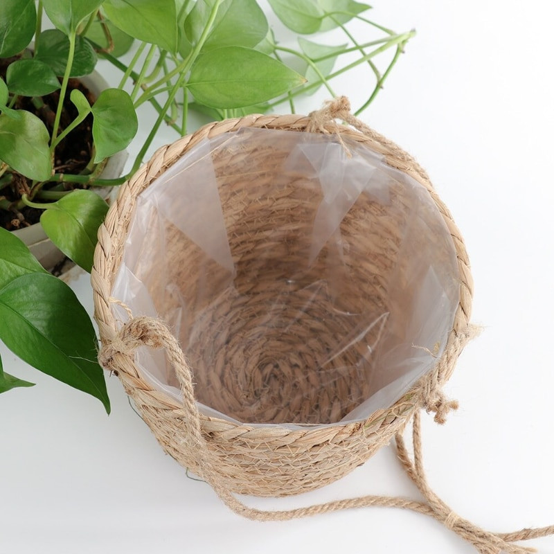 Jardinieră agățată de grădină Coș de depozitare pentru plante Macrame Coș de iuta țesut Suport pentru ghiveci pentru interior în aer liber Umerașe pentru plante Decor pentru acasă