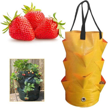Нова чанта за засаждане на градина Торба за отглеждане на ягоди 3L Вертикална чанта за цветя и билки с много уста, чанта за сеялка за домати, сеялка за цветя и билки