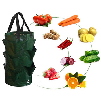 Нова чанта за засаждане на градина Торба за отглеждане на ягоди 3L Вертикална чанта за цветя и билки с много уста, чанта за сеялка за домати, сеялка за цветя и билки