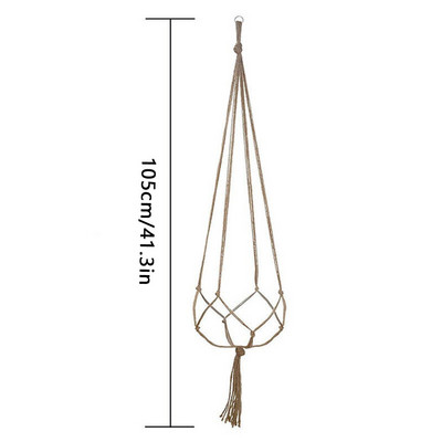 1PC Coș de flori frânghie Macrame agățat pe perete agățat ghivece plante cu cuier coșuri agățate handmade acasă grădină decor balcon