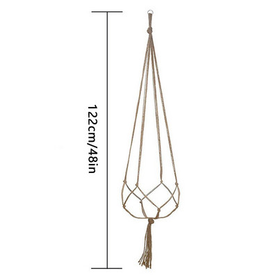1PC Coș de flori frânghie Macrame agățat pe perete agățat ghivece plante cu cuier coșuri agățate handmade acasă grădină decor balcon
