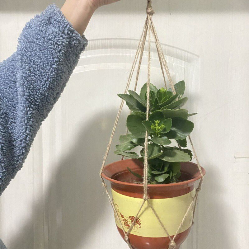 1PC Coș de flori frânghie Macrame agățat pe perete agățat ghivece plante cu cuier coșuri agățate handmade acasă grădină decor balcon