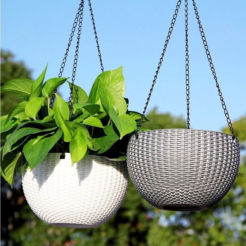 1db Függő cserepes gyanta Virág kosár Virágtartó Gondola Lakásdekoráció Countyard Garden Outdoor Supps