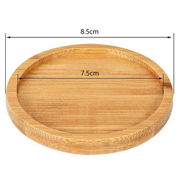 Гореща YO-бамбукова чинийка за растения 3,3-инчова тава за сукуленти, държач за цветни растения, кръгла дренажна тава, 24 пакета