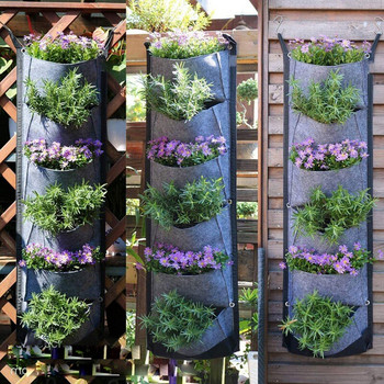 ​Вертикална торбичка за засаждане 6 джоба Висяща на стена градинска саксия Саксии за цветя Големи филцови торби за декорация на домашна градина