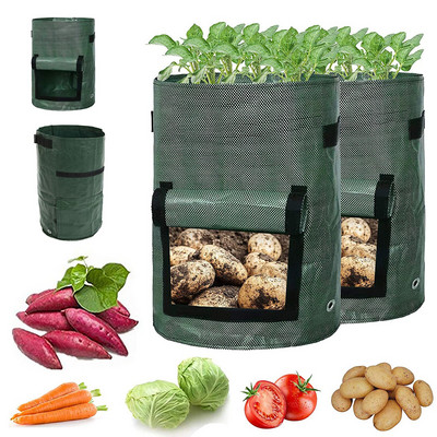 10 gallonos burgonyatermesztő zsák PE zöldséghagyma növényi táska fogantyúval, vastagított kerti sárgarépa taro földimogyoró-termesztő táska