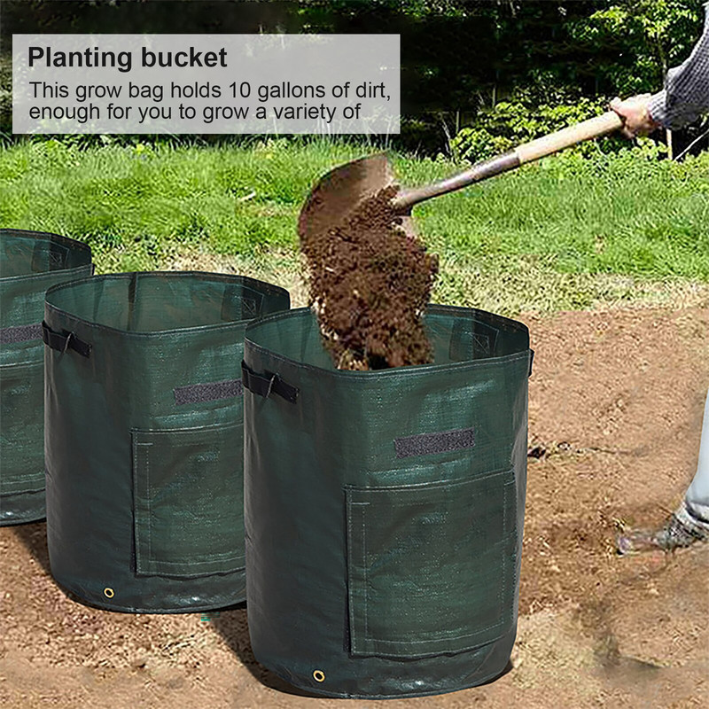 Sac de cultivare pentru cartofi, 10 galoane, PE, pentru legume, ceapă, pentru plante, cu mâner, îngroșat de grădină, morcovi, taro, arahide.