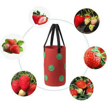 Чанта за отглеждане на ягоди от 3 части Нетъкан плат Вертикална градинска висяща чанта за растения Чанта за сеяне на зеленчуци и картофи за оранжерия