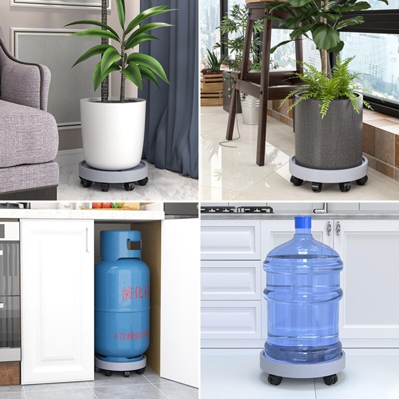 Tavă creativă pentru ghiveci pentru flori Tavă rotundă de plastic rezistentă cu role Suport pentru ghiveci pentru flori de grădină Absorbție automată de apă