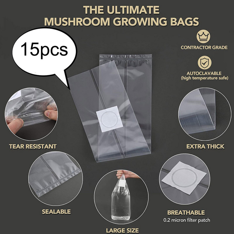 Ilgaamžiai grybų auginimo maišeliai Grybų auginimo maišeliai Grybų auginimo reikmenys Grybų maišelių rinkinys sodo kiemo vejai Dovanos