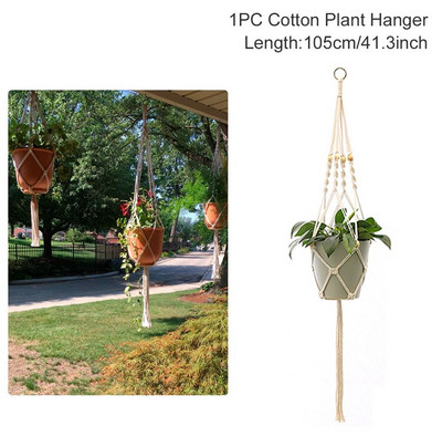 Coșuri cu cuier pentru plante lucrate manual în macrame Suport pentru ghivece pentru balcon, agățat pentru jardinieră, coș decor, frânghie de ridicare, accesorii pentru grădină.