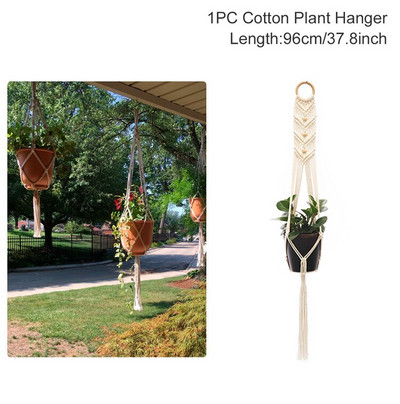 Coșuri cu cuier pentru plante lucrate manual în macrame Suport pentru ghivece pentru balcon, agățat pentru jardinieră, coș decor, frânghie de ridicare, accesorii pentru grădină.