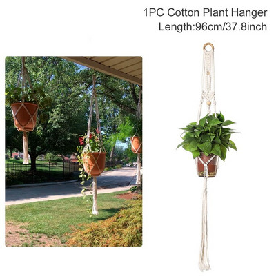 Coșuri cu cuier pentru plante lucrate manual în macrame Suport pentru ghivece pentru balcon, agățat pentru jardinieră, coș decor, frânghie de ridicare, accesorii pentru grădină.