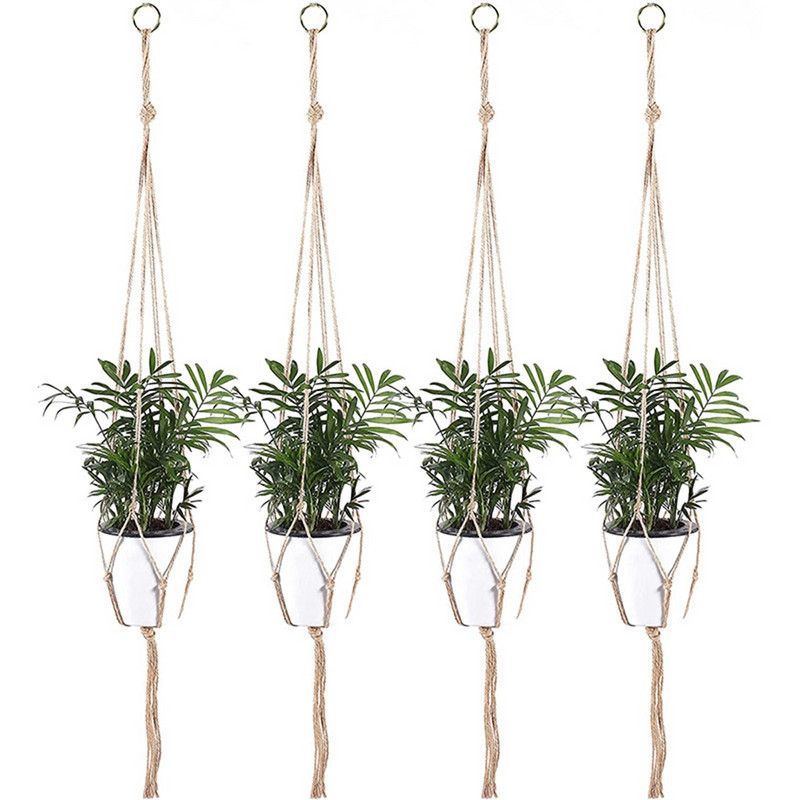 Coșuri cu cuier pentru plante lucrate manual în macrame Suport pentru ghivece pentru balcon, agățat pentru jardinieră, coș decor, frânghie de ridicare, accesorii pentru grădină.