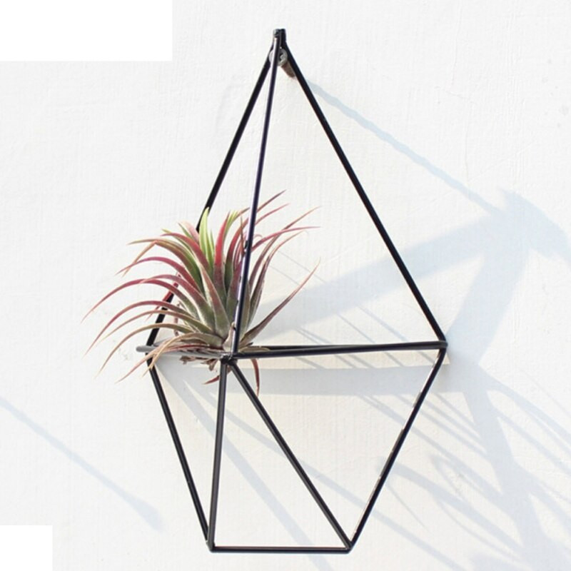 Suport pentru plante agățat Tillandsia Air Suport pentru plante metal geometric din fier Artă rustică de jardiniere de flori ghiveci Suport pentru plante pentru grădinărit acasă