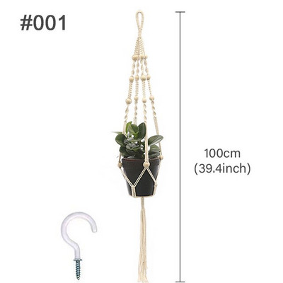 Coșuri cu cuier pentru plante lucrate manual în macrame Suport pentru ghivece pentru balcon Decorat pentru agățat Coarda de ridicare înnodată Accesorii pentru grădină de acasă
