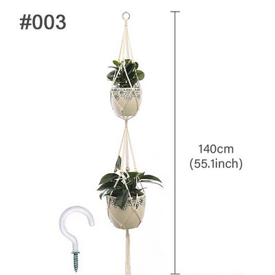 Coșuri cu cuier pentru plante lucrate manual în macrame Suport pentru ghivece pentru balcon Decorat pentru agățat Coarda de ridicare înnodată Accesorii pentru grădină de acasă