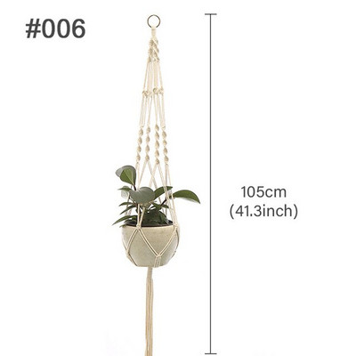 Coșuri cu cuier pentru plante lucrate manual în macrame Suport pentru ghivece pentru balcon Decorat pentru agățat Coarda de ridicare înnodată Accesorii pentru grădină de acasă