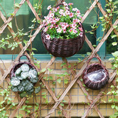1 vnt. Gėlių sodintuvas prie sienos pakabinamas pinti rattam krepšelio sodinami augalai, skirti lauke