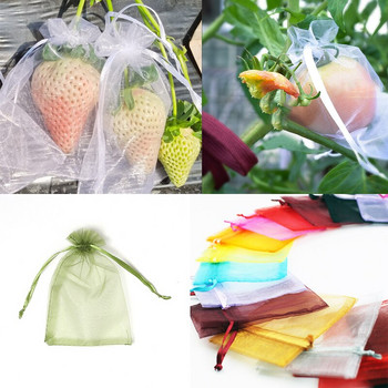 20/30/50/100PCS Διχτυωτή τσάντα με κορδόνι κήπου Τσάντα προστασίας φρούτων σταφυλιού Τσάντα λαχανικών φυτών δέντρων φρούτων τσάντα Anti-bird
