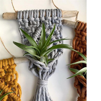 Különböző színű Makramé levegős növénytartó Boho stílusú pamut kézi szövésű függő ültetőgép lakberendezéshez Nappali dekoráció