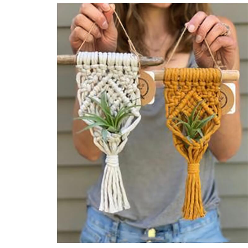 Különböző színű Makramé levegős növénytartó Boho stílusú pamut kézi szövésű függő ültetőgép lakberendezéshez Nappali dekoráció