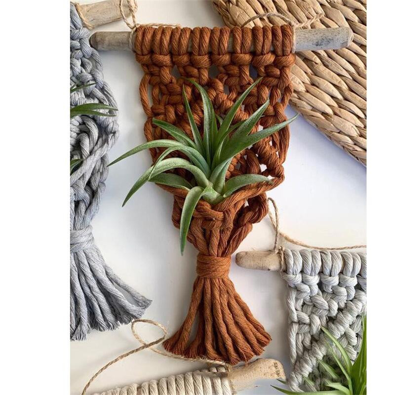 Különböző színű Makramé levegős növénytartó Boho stílusú pamut kézi szövésű függő ültetőgép lakberendezéshez Nappali dekoráció