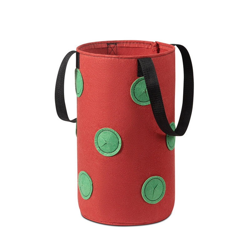 Sac de plantare de căpșuni agățat de grădină cu coș de cultivare durabil, nețesut, nedeformat, cu 12 găuri, pentru plantarea ardeiului