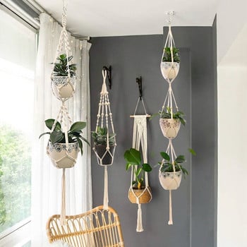 Горещи продажби 100% ръчно изработена макраме закачалка за растения цвете/саксия закачалка за декорация на стени двор градина