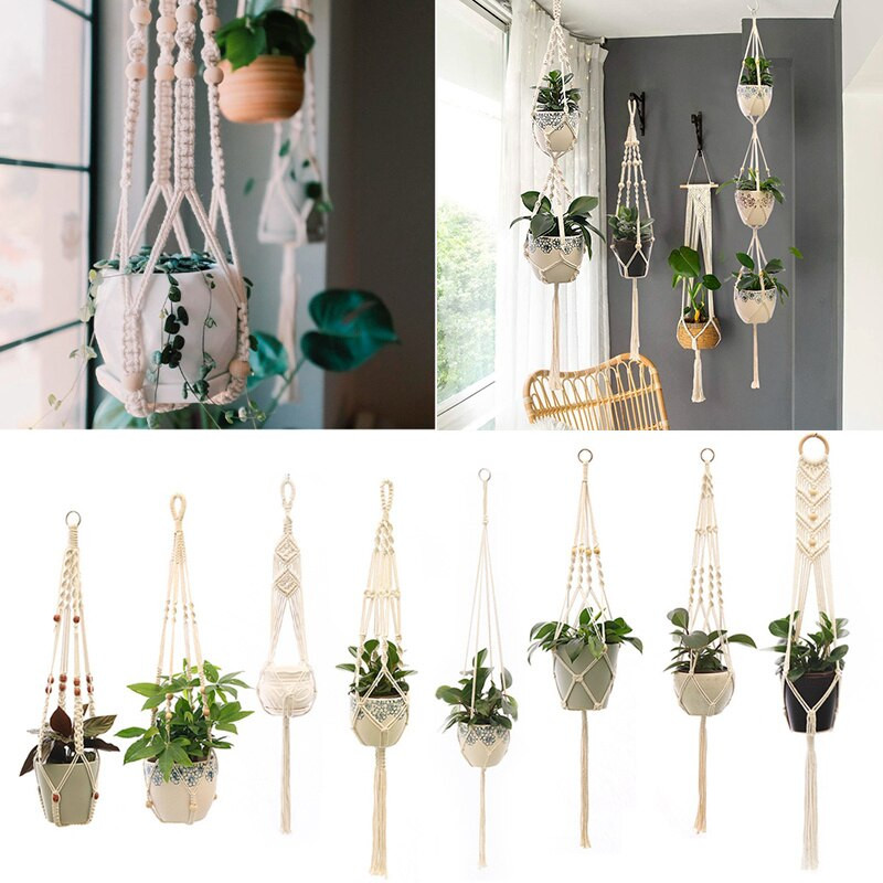 Vânzări fierbinți 100% handmade macrame plante cuier flori/ghiveci cuier pentru decorarea peretelui curte grădină